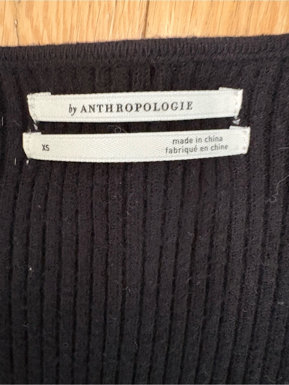 Anthropologie Mixed Media Ribbed Wrap Top Black Bishop Sleeve Poetcore Blouse XS - Picture 4 of 7